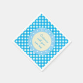 Serviette En Papier Bleu clair En vichy texte personnalisé (Coin)