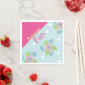 Serviette En Papier Bleu Clair Et Rose (En situation)