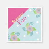 Serviette En Papier Bleu Clair Et Rose (Devant)