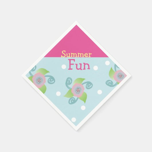 Serviette En Papier Bleu Clair Et Rose (Coin)