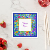 Serviette En Papier Bleu clair floral (En situation)