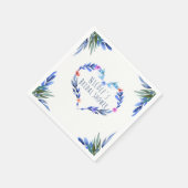 Serviette En Papier Bleu clair Floral Aquarelle Coeur Glam Élégant (Coin)