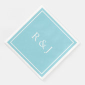 Serviette En Papier Bleu Clair Monogramme Initial Ampersand Mariage (Coin)