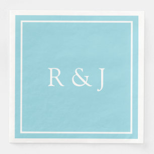 Serviette En Papier Bleu Clair Monogramme Initial Ampersand Mariage
