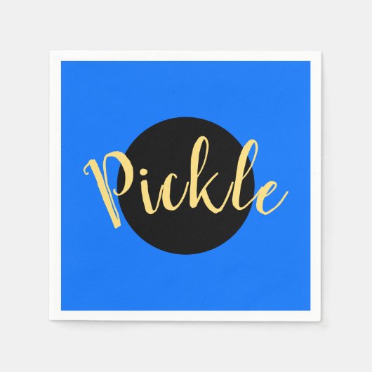 Serviette En Papier Bleu clair Noir Cercle Moyen Pickleball Moto (Devant)