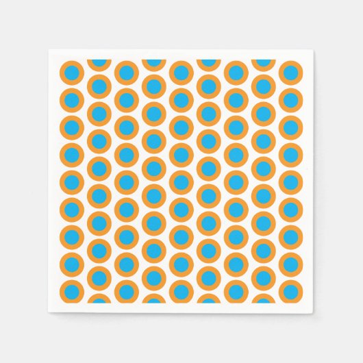 Serviette En Papier Bleu clair Orange Pois Moderne Funky (Devant)