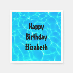 Serviette En Papier Bleu clair Piscine d'eau Photo Anniversaire
