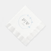Serviette En Papier Bleu clair Simple Coeur Mariage de monogramme (Coin)