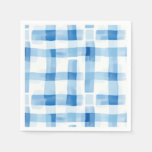 Serviette En Papier Bleu classique et blanc En vichy À damiers Motif (Devant)