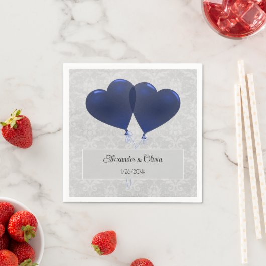 Serviette En Papier Bleu Coeur Ballons Mariage serviettes (En situation)