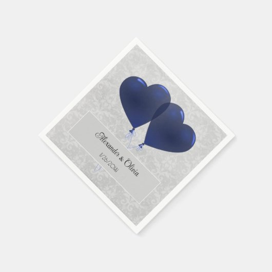 Serviette En Papier Bleu Coeur Ballons Mariage serviettes (Coin)