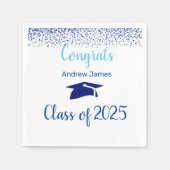 Serviette En Papier bleu confetti 2025 - Félicitations (Devant)