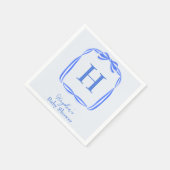 Serviette En Papier Bleu Coquette Monogramme Personnalisé Napkin (Coin)