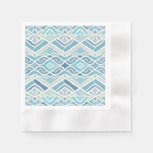 Serviette En Papier Bleu côtier/plage/nautique (Devant)