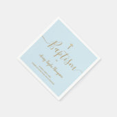 Serviette En Papier Bleu coutume Elegant Gold Cross Baptême Script (Coin)