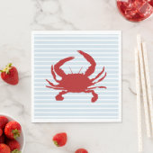 Serviette En Papier Bleu Crabe Peinture Bleue Bande Nautique (En situation)