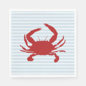 Serviette En Papier Bleu Crabe Peinture Bleue Bande Nautique (Devant)