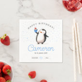 Serviette En Papier Bleu cupcake pingouin anniversaire garçon (En situation)