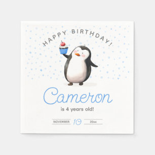 Serviette En Papier Bleu cupcake pingouin anniversaire garçon