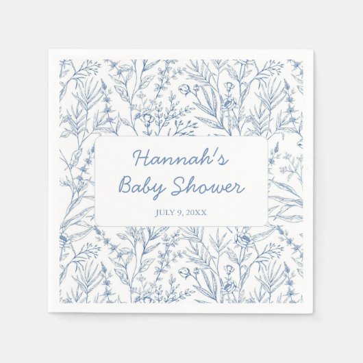 Serviette En Papier Bleu dainty Baby shower personnalisé serviettes (Devant)