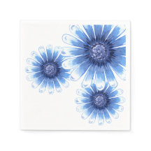 Bleu Daisy 3 Fleurs Napkin