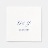Serviette En Papier Bleu de cobalt minimaliste Mariage moderne (Devant)