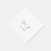 Serviette En Papier Bleu de cobalt minimaliste Mariage moderne (Coin)