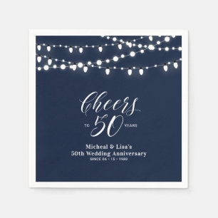 Serviette En Papier Bleu de la marine Classic Mariage Anniversaire