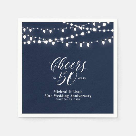 Serviette En Papier Bleu de la marine Classic Mariage Anniversaire (Devant)