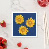 Serviette En Papier Bleu de la marine des tournesols rustiques (En situation)