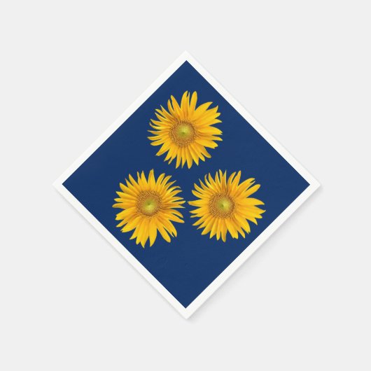 Serviette En Papier Bleu de la marine des tournesols rustiques (Coin)