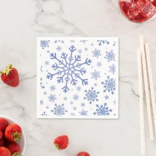 Serviette En Papier Bleu de la marine Flammes de neige de Noël en hive