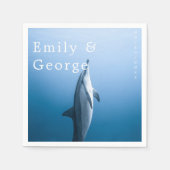 Serviette En Papier Bleu de la Marine sous le Mariage de la mer Dolphi (Devant)