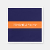 Serviette En Papier Bleu de marine solide, Citrouille Nom Monogramme (Devant)