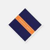 Serviette En Papier Bleu de marine solide, Citrouille Nom Monogramme (Coin)