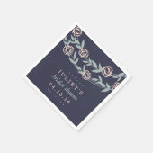 Serviette En Papier Bleu de minuit, rose pâle et Fête des mariées de t (Coin)