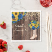Serviette En Papier Bleu de tournesol rustique Bottes Roses doux 16 (En situation)