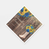Serviette En Papier Bleu de tournesol rustique Bottes Roses doux 16 (Coin)