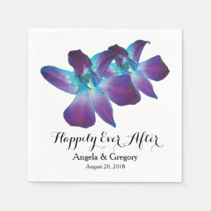 Serviette En Papier Bleu Dendrobium Orchid Heureux Jamais Après Mariag