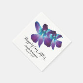 Serviette En Papier Bleu Dendrobium Orchid Heureux Jamais Après Mariag (Coin)