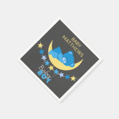 Serviette En Papier Bleu Dormir Garçon Teddy Ours Sur Baby shower Lune (Coin)