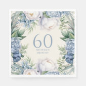 Serviette En Papier Bleu Duché Blanc Floral 60e anniversaire (Devant)