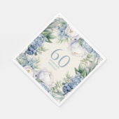 Serviette En Papier Bleu Duché Blanc Floral 60e anniversaire (Coin)
