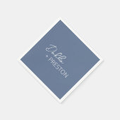 Serviette En Papier Bleu Duché Minimal Mariage moderne (Coin)