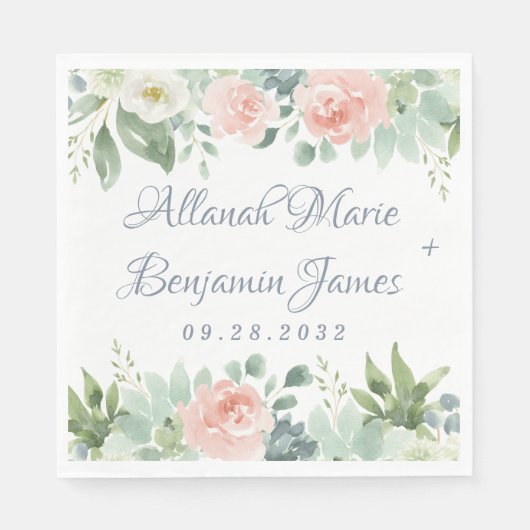 Serviette En Papier Bleu Duisier Bleu Succulent Jardin Floral Mariage (Devant)