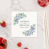 Serviette En Papier Bleu Dusty Elegant Floral Boho Rose Rustique Maria (En situation)