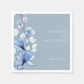 Serviette En Papier Bleu Dusty Élégant Mariage Floral moderne (Devant)