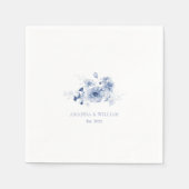 Serviette En Papier Bleu Dusty "Est. Serviettes Mariages 2025 pouces (Devant)