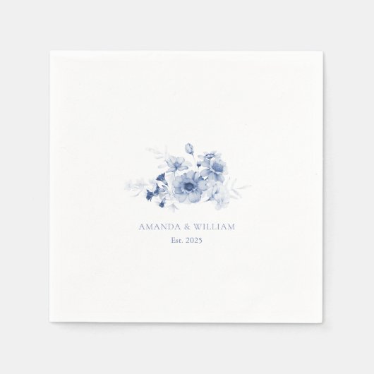 Serviette En Papier Bleu Dusty "Est. Serviettes Mariages 2025 pouces (Devant)