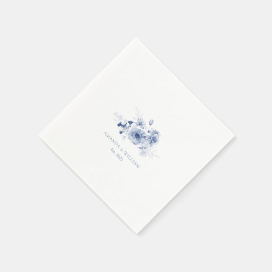 Serviette En Papier Bleu Dusty "Est. Serviettes Mariages 2025 pouces (Coin)